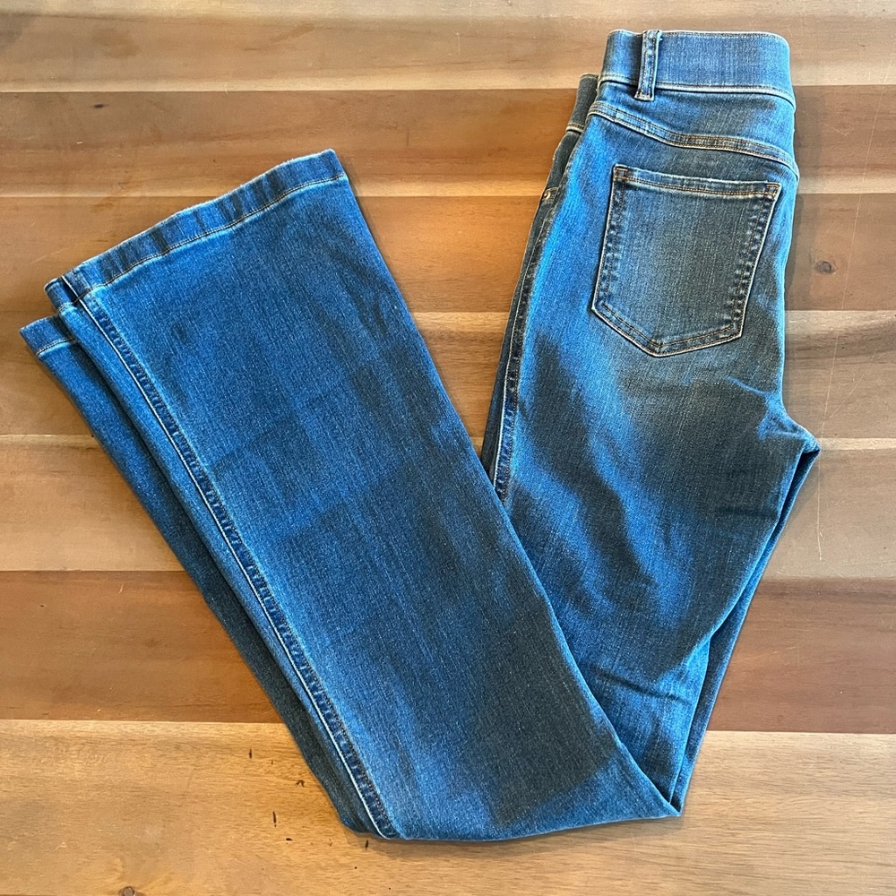 SPANX Blue Flare Jeans - Mid Wash Wide Leg